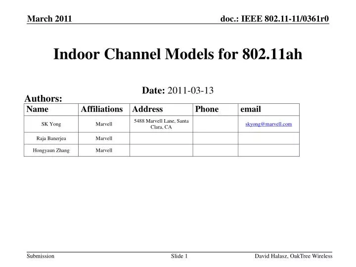 indoor channel models for 802 11ah