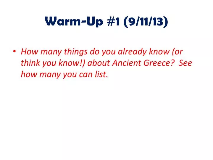 warm up 1 9 11 13