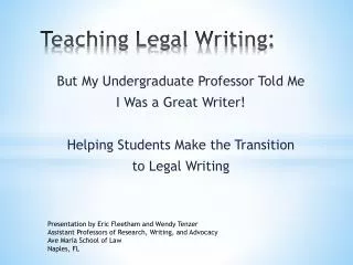 Teaching Legal Writing:
