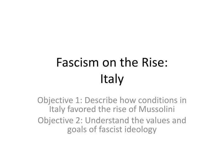 fascism on the rise italy