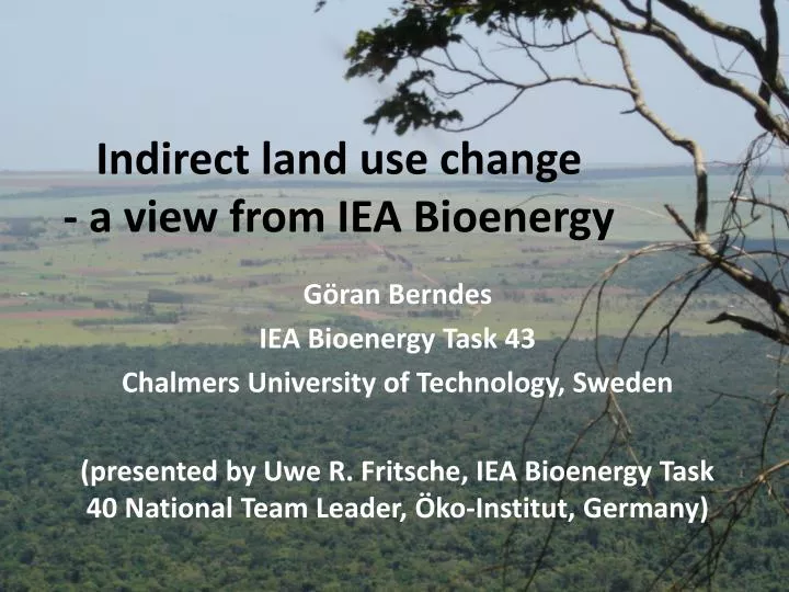 i ndirect land use change a view from iea bioenergy