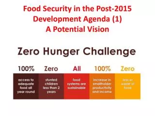 Food Security in the Post-2015 Development Agenda (1) A Potential Vision