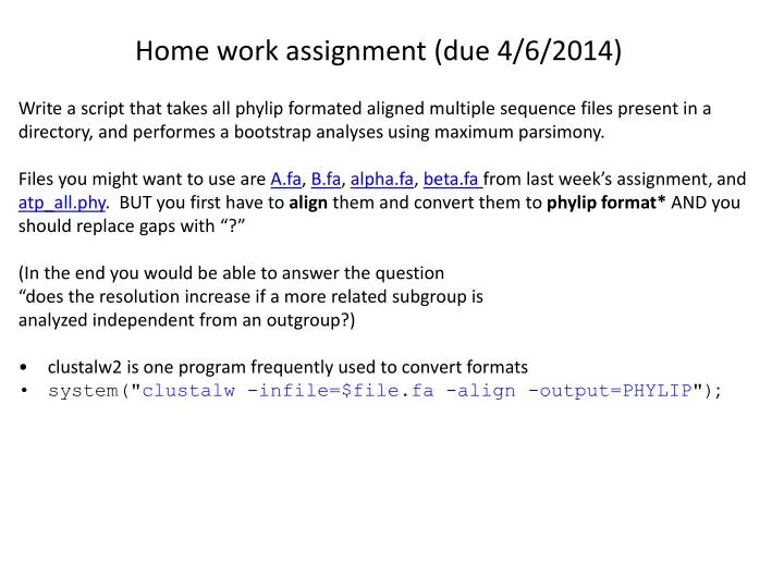 home work assignment due 4 6 2014