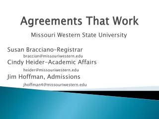 Agreements That Work