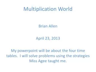 Multiplication World