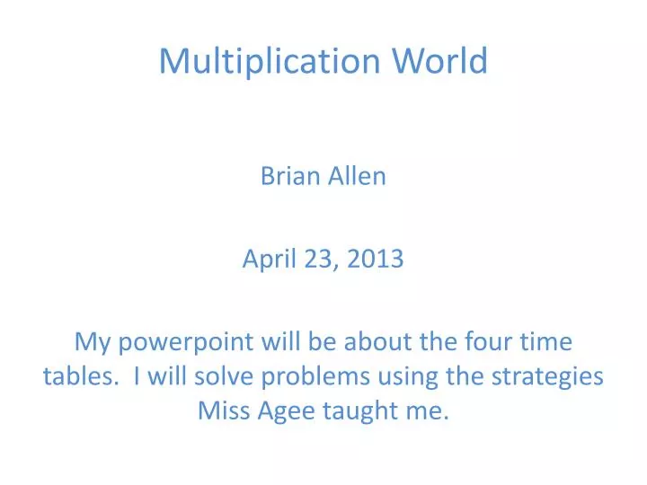 multiplication world