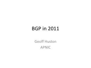 BGP in 2011
