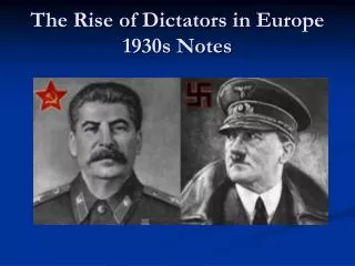 The Rise of Dictators in Europe 1930s Notes