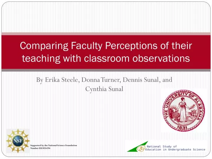 comparing faculty perceptions of their teaching with classroom observations