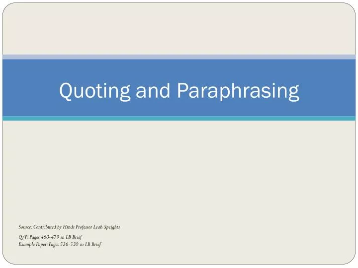 quoting and paraphrasing