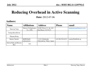 Reducing Overhead in Active Scanning