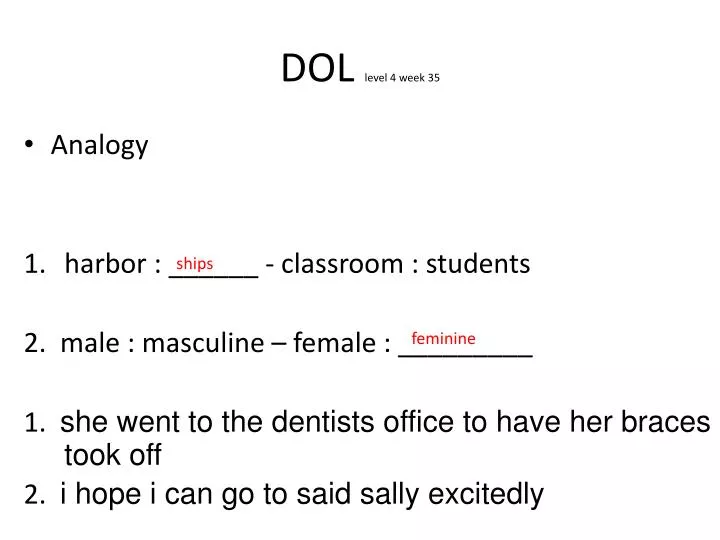 dol level 4 week 35