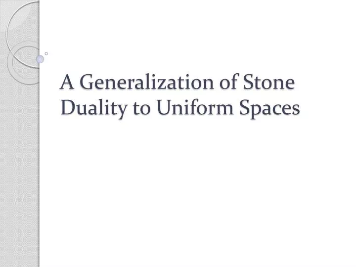 a generalization of stone duality to uniform spaces