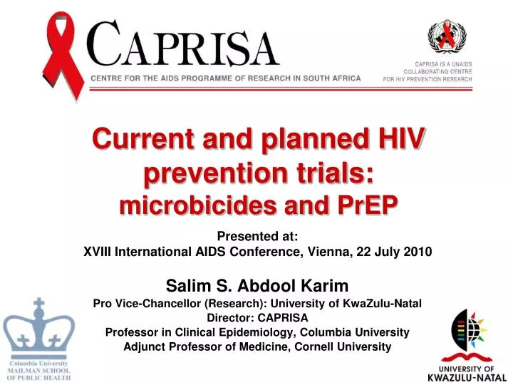current and planned hiv prevention trials microbicides and prep