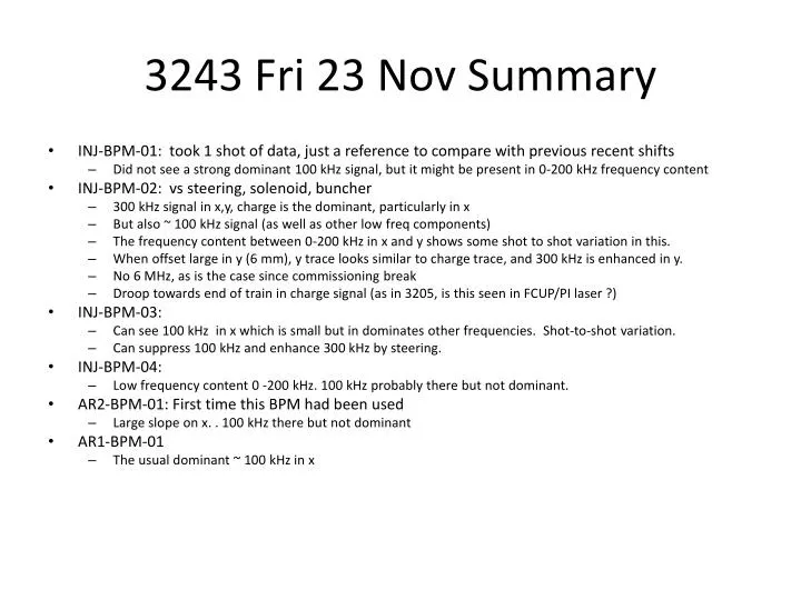 3243 fri 23 nov summary