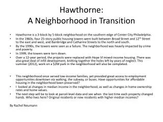 Hawthorne: A Neighborhood in Transition