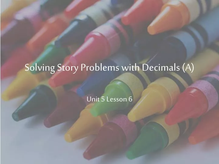 solving story problems with decimals a