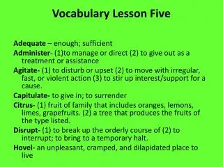Vocabulary Lesson Five
