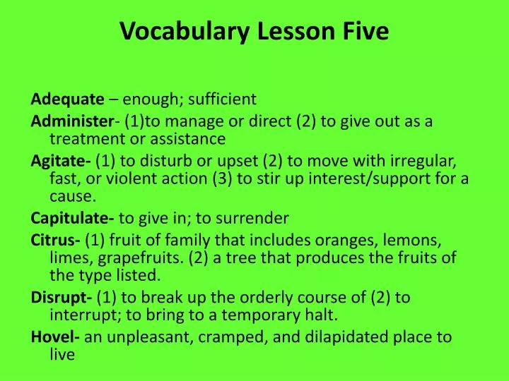 vocabulary lesson five