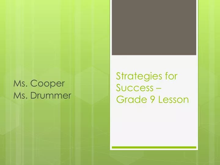 strategies for success grade 9 lesson