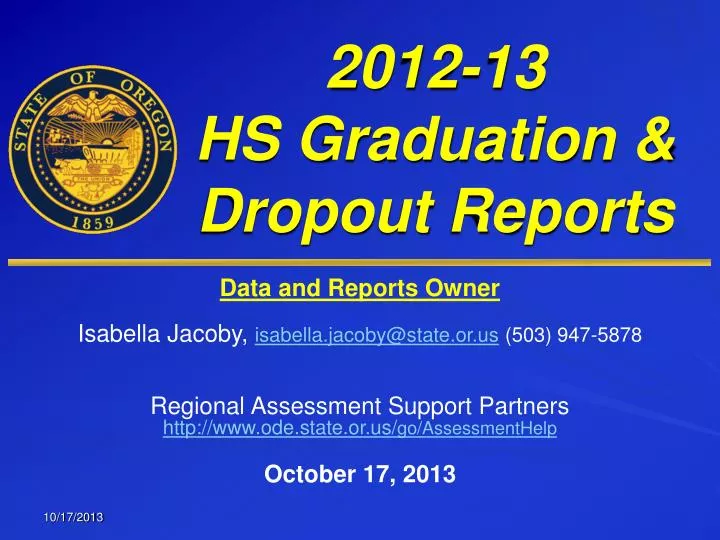2012 13 hs graduation dropout reports