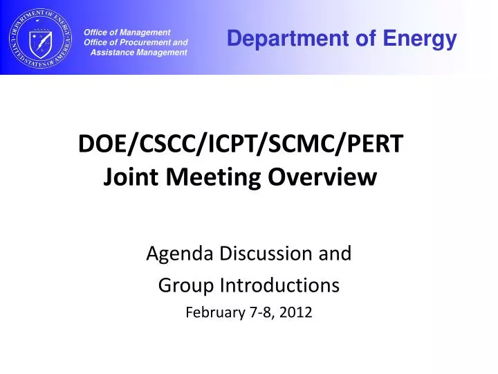 doe cscc icpt scmc pert joint meeting overview