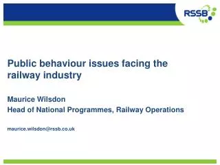 Public behaviour issues facing the railway industry