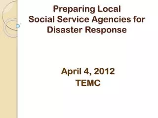 Preparing Local Social Service Agencies for Disaster Response