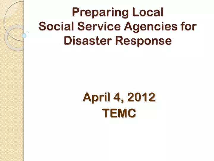 preparing local social service agencies for disaster response