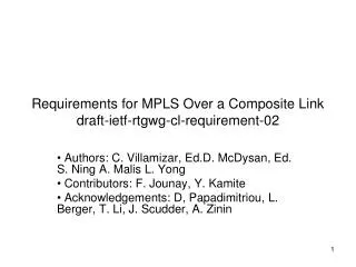 Requirements for MPLS Over a Composite Link draft-ietf-rtgwg-cl-requirement-02