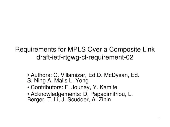 requirements for mpls over a composite link draft ietf rtgwg cl requirement 02
