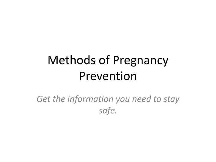 methods of pregnancy prevention