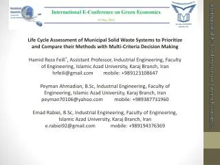 International E-Conference on Green Economics