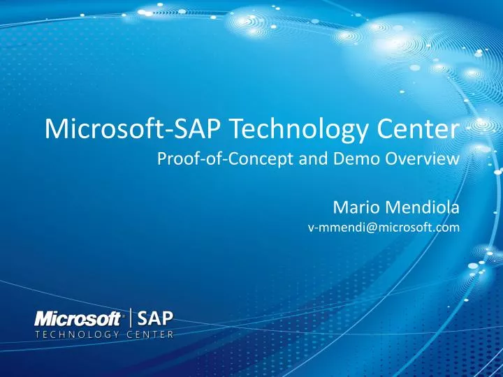 microsoft sap technology center proof of concept and demo overview