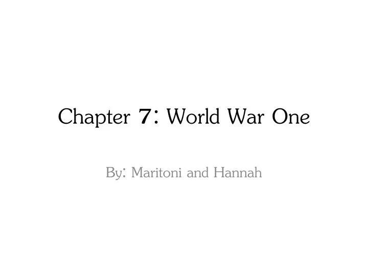 chapter 7 world war one