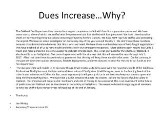 Dues Increase…Why?