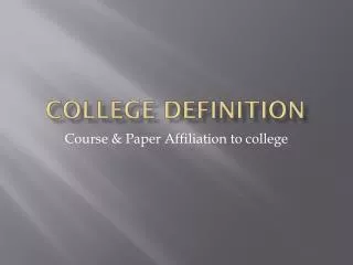 College Definition