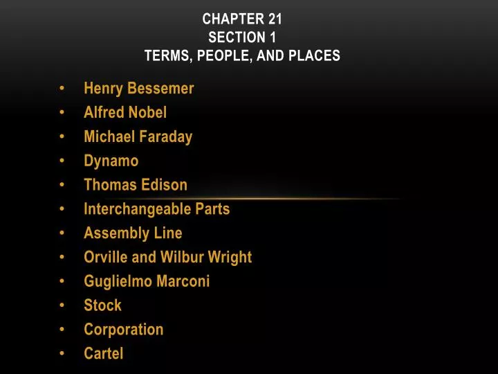 chapter 21 section 1 terms people and places