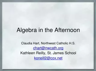 Algebra in the Afternoon