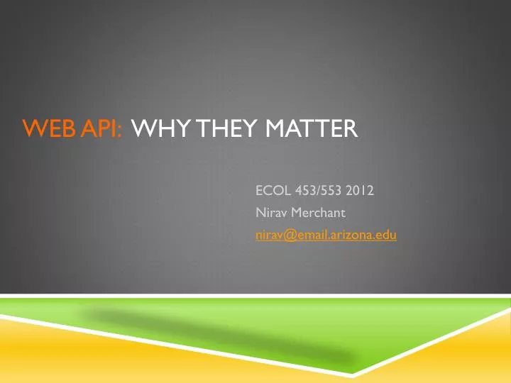 web api why they matter