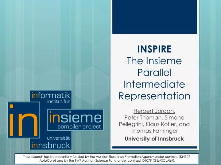 inspire the insieme parallel intermediate representation