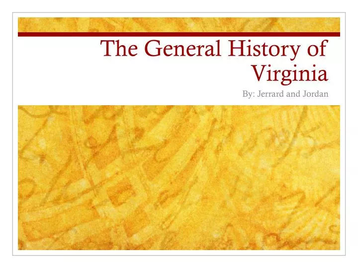 the general history of virginia