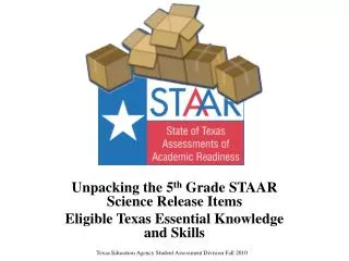 Unpacking the 5 th Grade STAAR Science Release Items