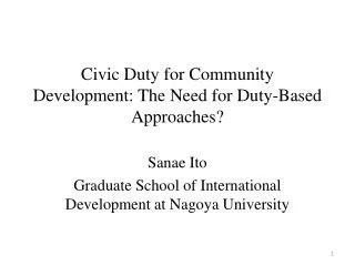 Civic Duty for Community Development: The Need for Duty-Based Approaches?