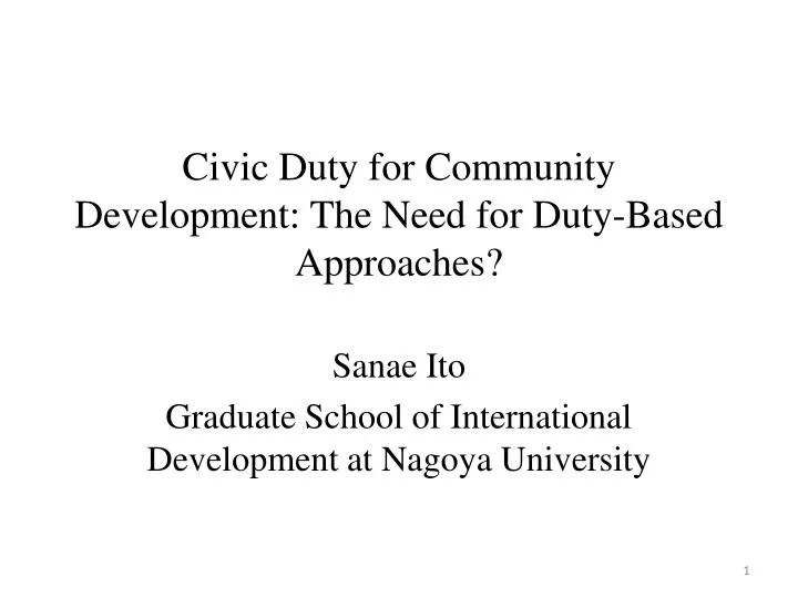 civic duty for community development the need for duty based approaches
