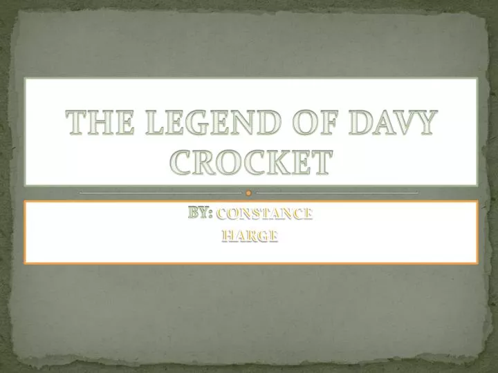 the legend of davy crocket