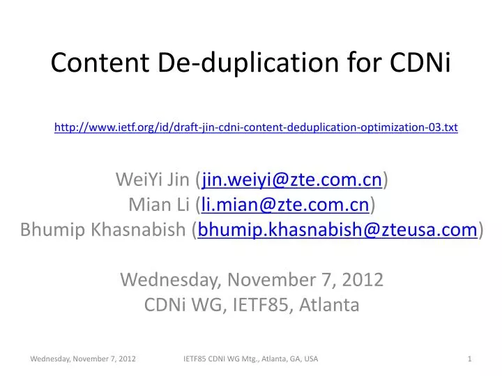 content de duplication for cdni