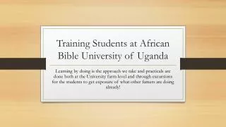 Training Students at African Bible University of Uganda