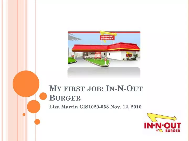 my first job in n out burger