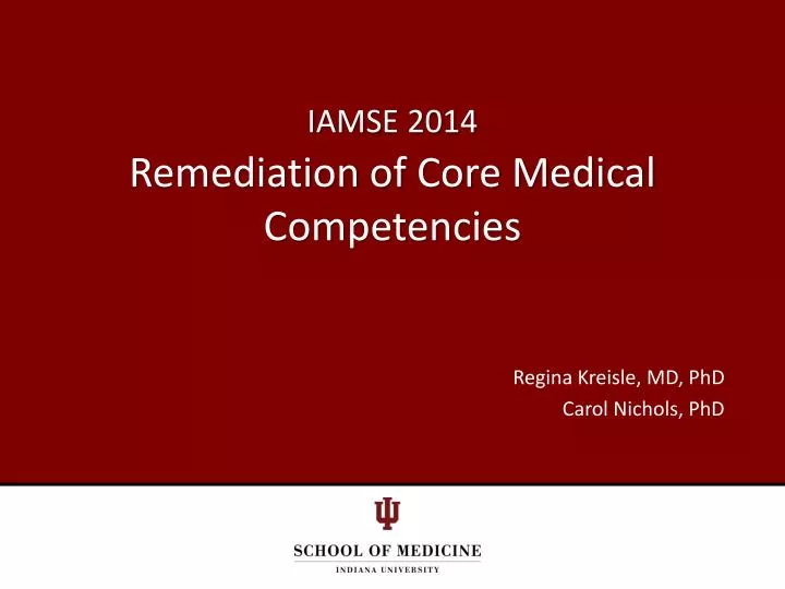 iamse 2014 remediation of core medical competencies